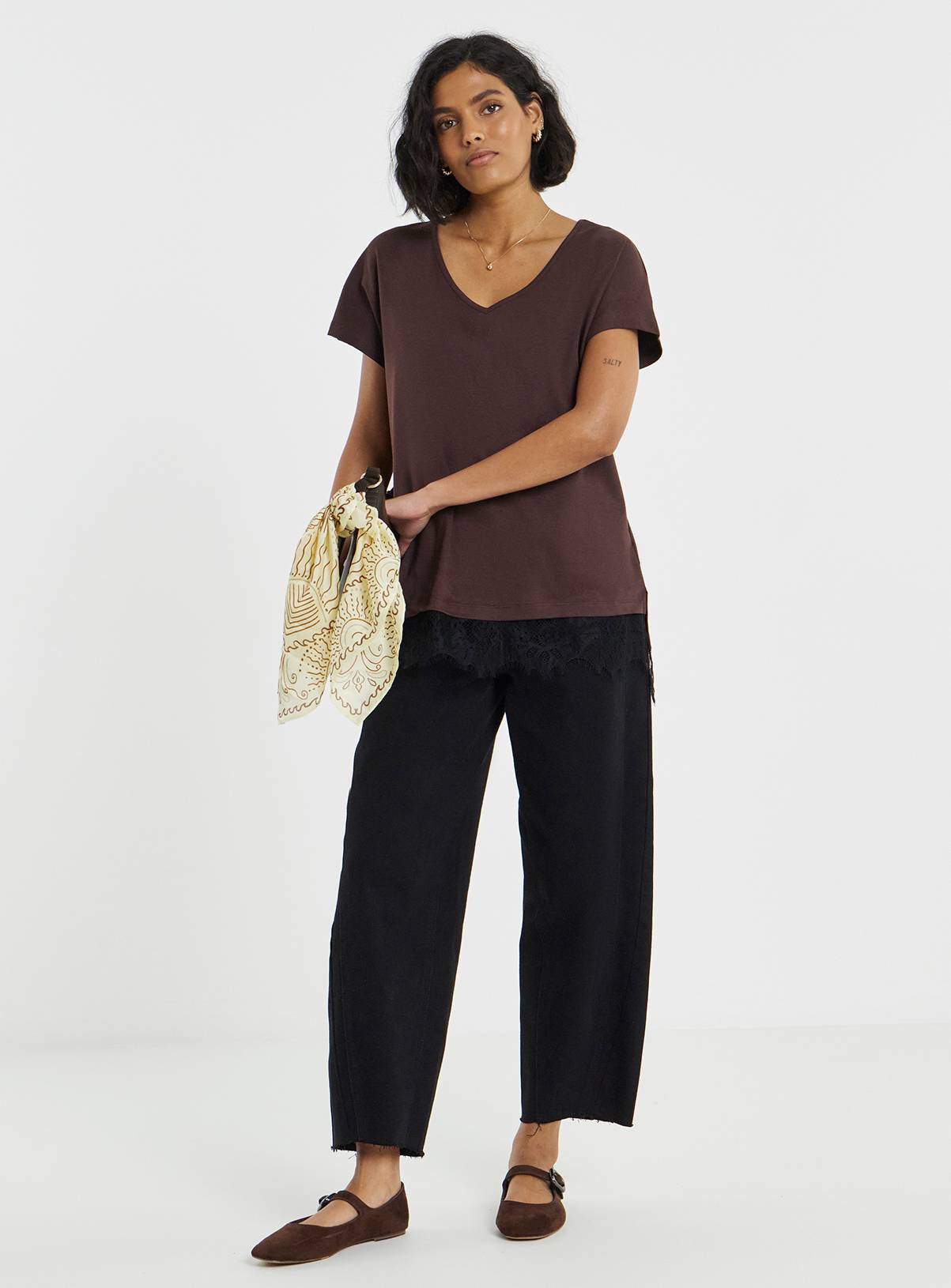 SIMPLY BE Brown Lace 2 in 1 T-Shirt 20 - Image 3